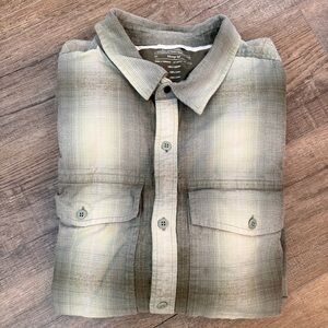 REI CO-OP Wallace Lake Flannel Mens XXL Tall Green Cream Plaid Button-Down Shirt